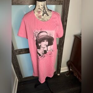 Elegant Pink Graphic Short Sleeve Dress Tshirt